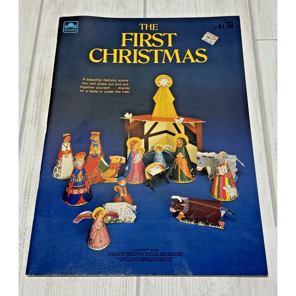 Unused Vintage Golden The First Christmas 1982 Nativity Scene Book Display